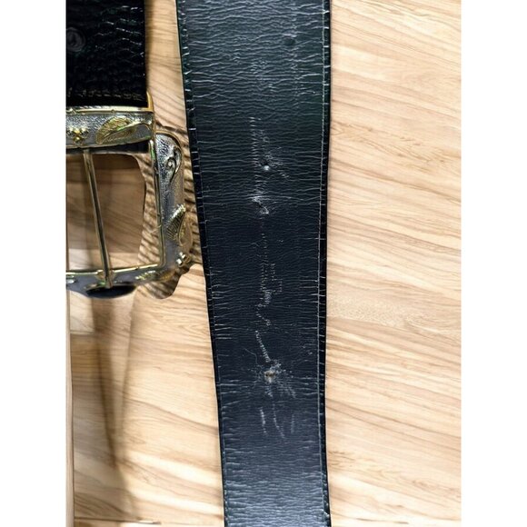 Alexis Kirk Black Reptile Embossed Leather Belt With Cabochon Buckle main image 8